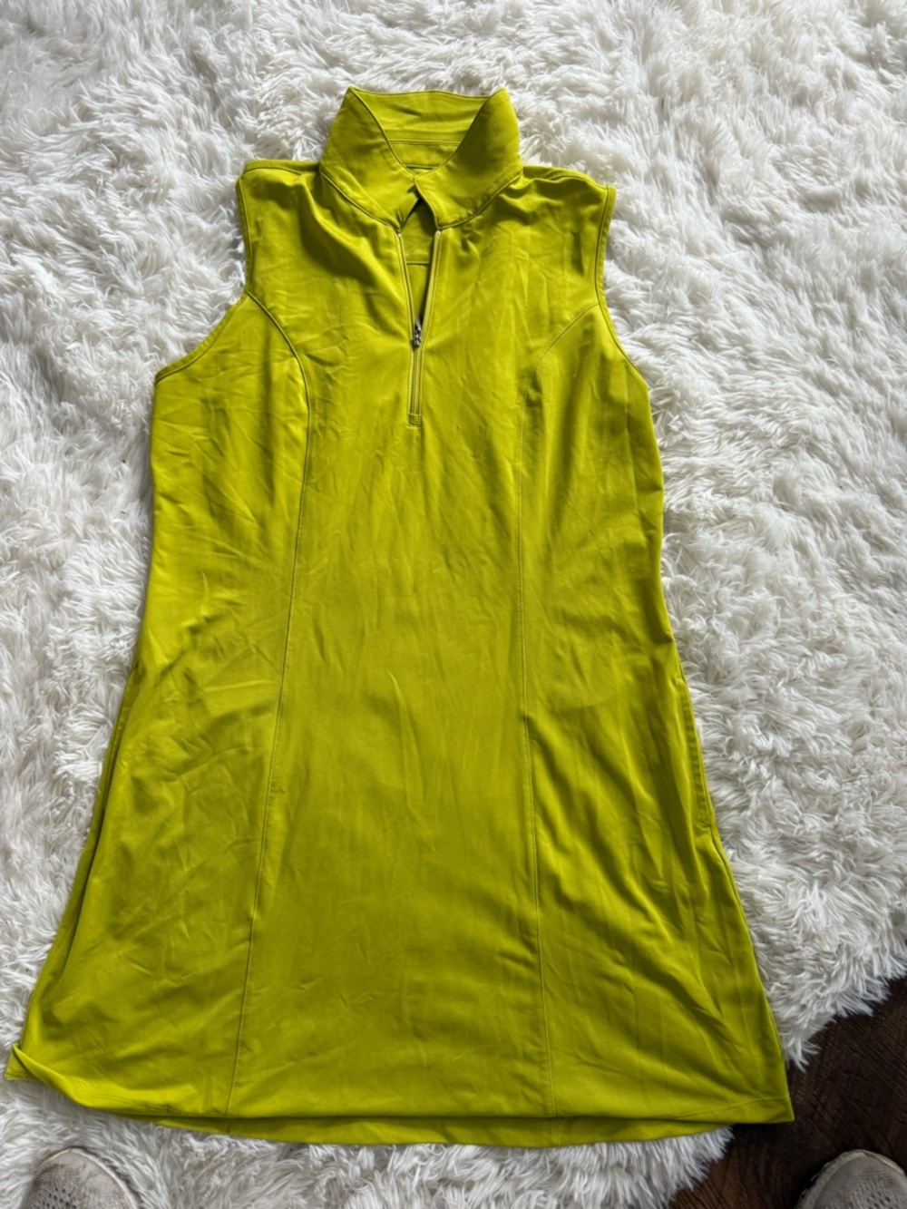 Sleeveless Lime Midi Dress with Zip Collar